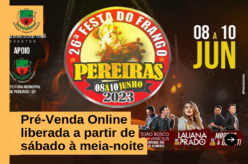 Pré-Venda Online para a Festa do Frango